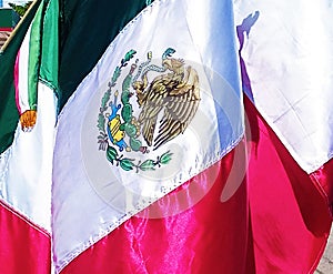 Mexican flag in sunlight
