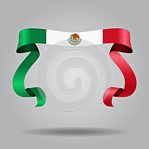 Mexican flag wavy ribbon background. Vector illustration.