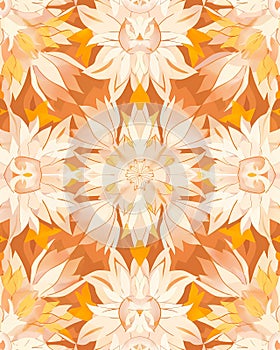 Mexican Floral Geometrical Shapes Non Uniform Modern Blooms Organic Nature Inspired Negative Space Amber White Stencil Inspired