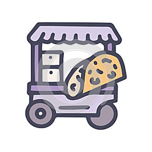 mexican food cart color vector doodle simple icon