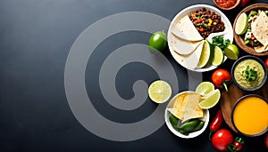 mexican food on a dark background with copy space photo