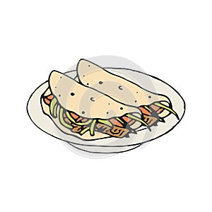 Mexican food fajita or burrito vector illustration