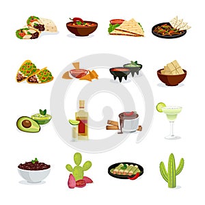 Mexican Food Flat Icons Set