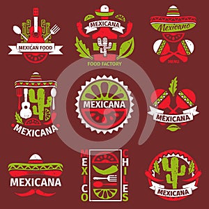 Mexican food grunge rubber vector stamps