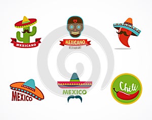 Mexican food icons, menu elements for restaurant