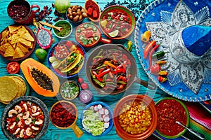 Mexican food mix colorful background