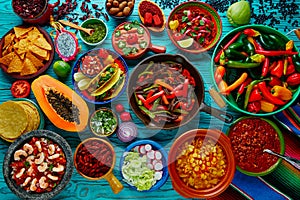 Mexican food mix colorful background