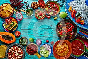 Mexican food mix colorful background Mexico