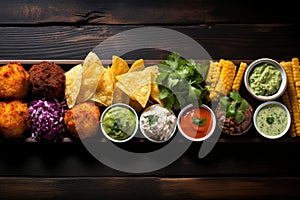 Mexican food mix copyspace frame colorful background mexico high angle shot lunch vegetables