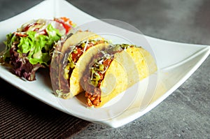 Mexican food Taco, meat  delicious , Ground Beef Tacos Shells with salad