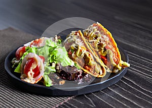 Mexican food Taco, meat  delicious , Ground Beef Tacos Shells with salad