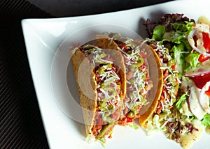 Mexican food Taco, meat  delicious , Ground Beef Tacos Shells with salad