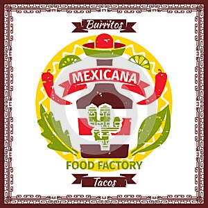 Mexican food tacos and burritos menu poster