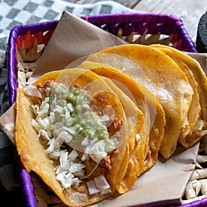 Mexican food: Tasty basket tacos