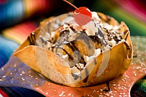 Mexican fried ice cream dessert