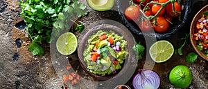 Mexican Guacamole Ingredients on Talavera Pottery