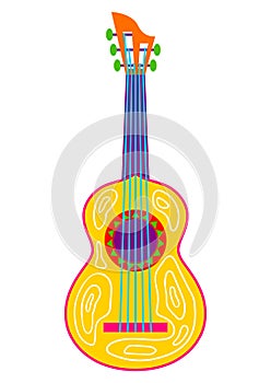 Mexican guitar. Traditional holiday item. Stylized illustration for celebration Cinco de Mayo. photo