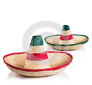 Mexičan klobouky  sombrera na bílém 