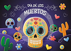 Mexican holiday vector illustration for Day of the dead or Dia de los muertos