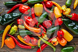 Mexican hot chili peppers colorful mix