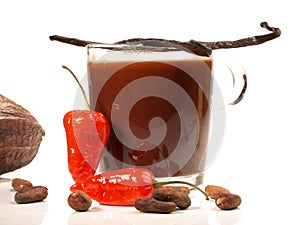 Mexican hot Chocolate with Vanilla on white Background