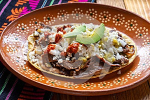 Mexican huarache of cecina beef