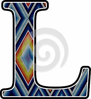 Mexican huichol art style initial L