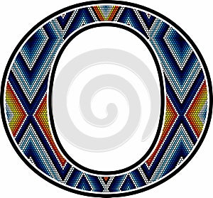 Mexican huichol art style initial O