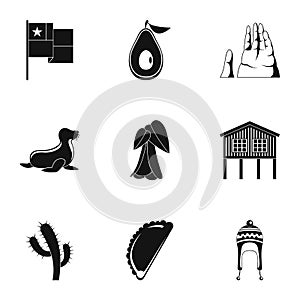 Mexican icons set, simple style