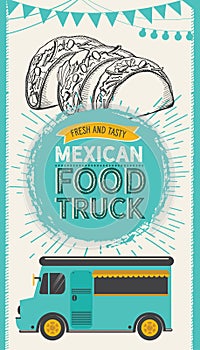 Mexican illustrations - burrito, tacos, quesadilla for food truck