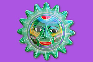 Mexican indian sun handcraft ceramic isolated