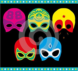 Mexican Lucha Libre Wrestling Masks. Luchador s Baby Shower Masks.Vector Illustration. photo