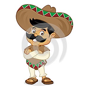 Mexican man cartoon folding hands