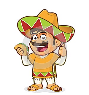 Mexican man holding a taco