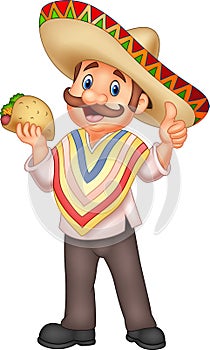 Mexican man holding taco