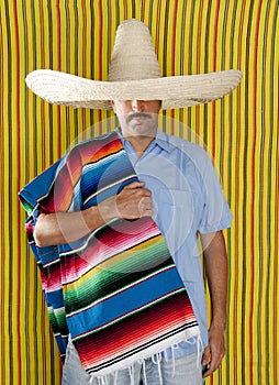 Mexican man serape poncho hat sombrero