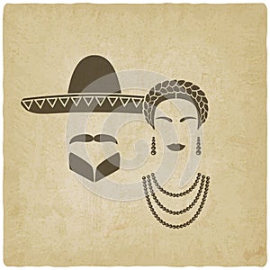 Mexican man and woman old background