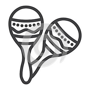 Mexican maracas line icon, music and instrument