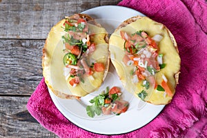 Mexican molletes recipe with fresh sauce photo