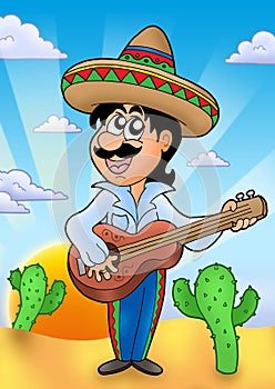 Mexican musician with sunset