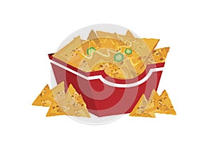Mexican nacho chips in a box icon vector photo