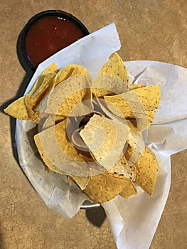 Mexican nacho chips with salsa. Photo image photo