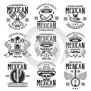 Mexican national attributes vector black emblems