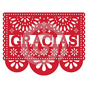 Mexican Papel Picado design - Gracias pattern thank you card photo