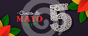 Mexican paper art banner for cinco de mayo holiday