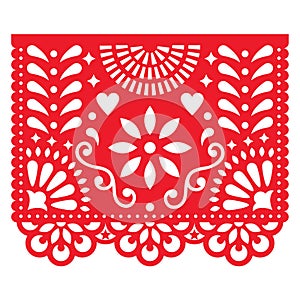 Mexican paper decorations - Papel Picado design, traditional fiesta banner inspired by garlands in Mexico