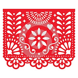 Mexican paper decorations - Papel Picado design, traditional fiesta banner inspired by garlands in Mexico photo