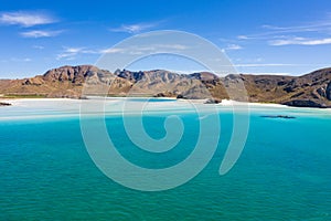 Mexican paradise beach Playa Balandra ner La Paz with white sand and blue water photo