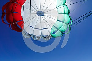 Mexican parasail wing pulled by the sea in the sky