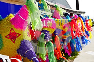 Mexican party pinatas tissue colorful paper photo